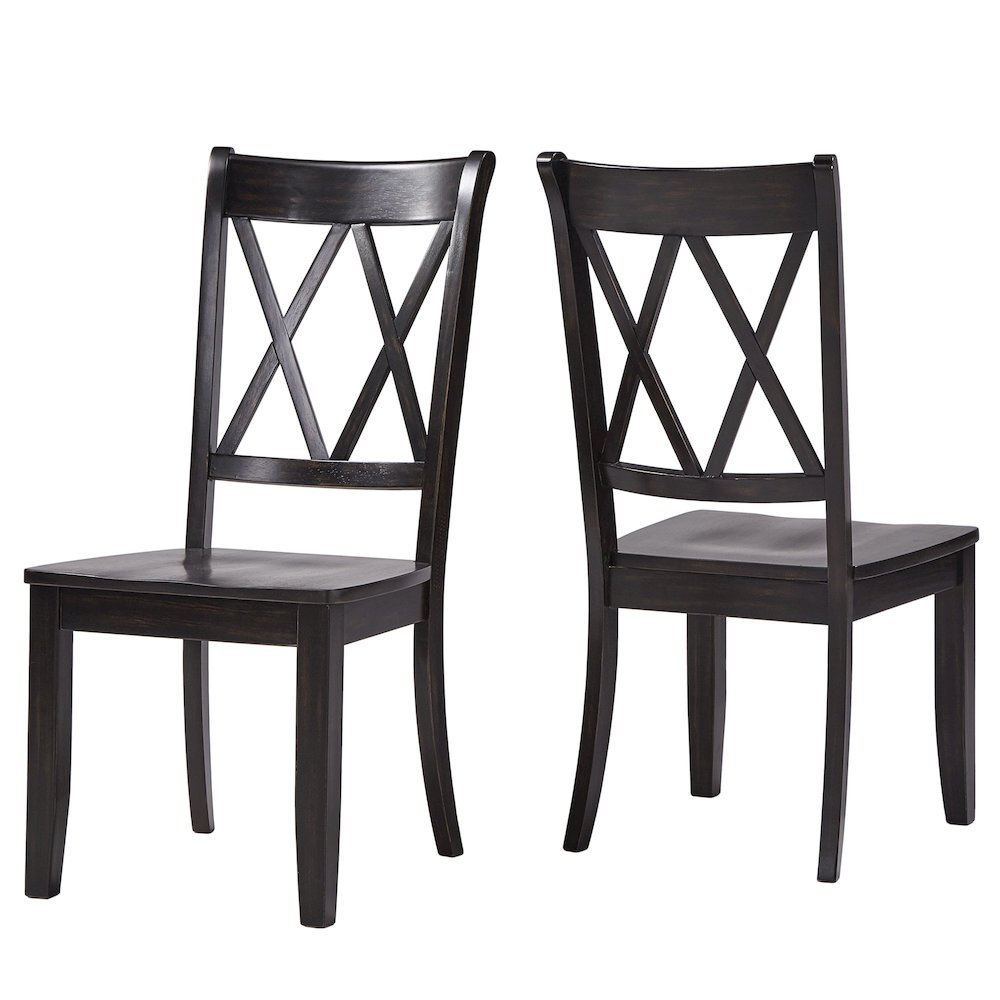 Set of 2, Antique Black Finish Double X Back Side Chair. Picture 7