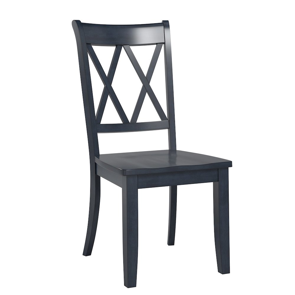 Set of 2, Antique Denim Finish Double X Back Side Chair. Picture 4