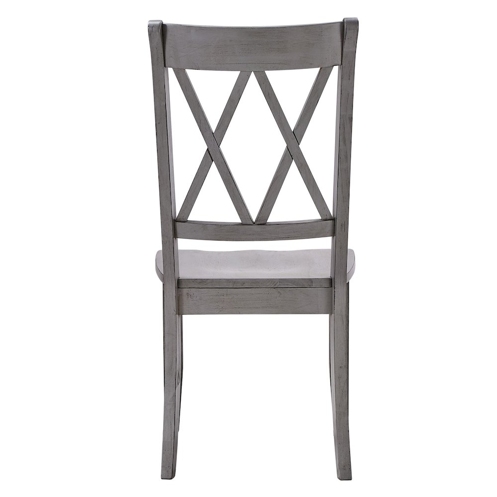 Set of 2, Antique Grey Finish Double X Back Side Chair. Picture 6
