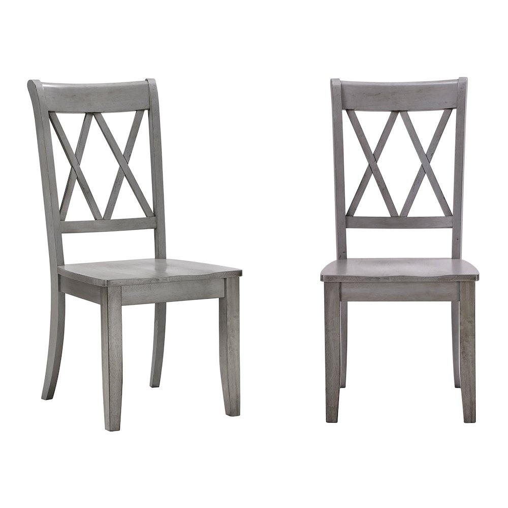 Set of 2, Antique Grey Finish Double X Back Side Chair. Picture 2