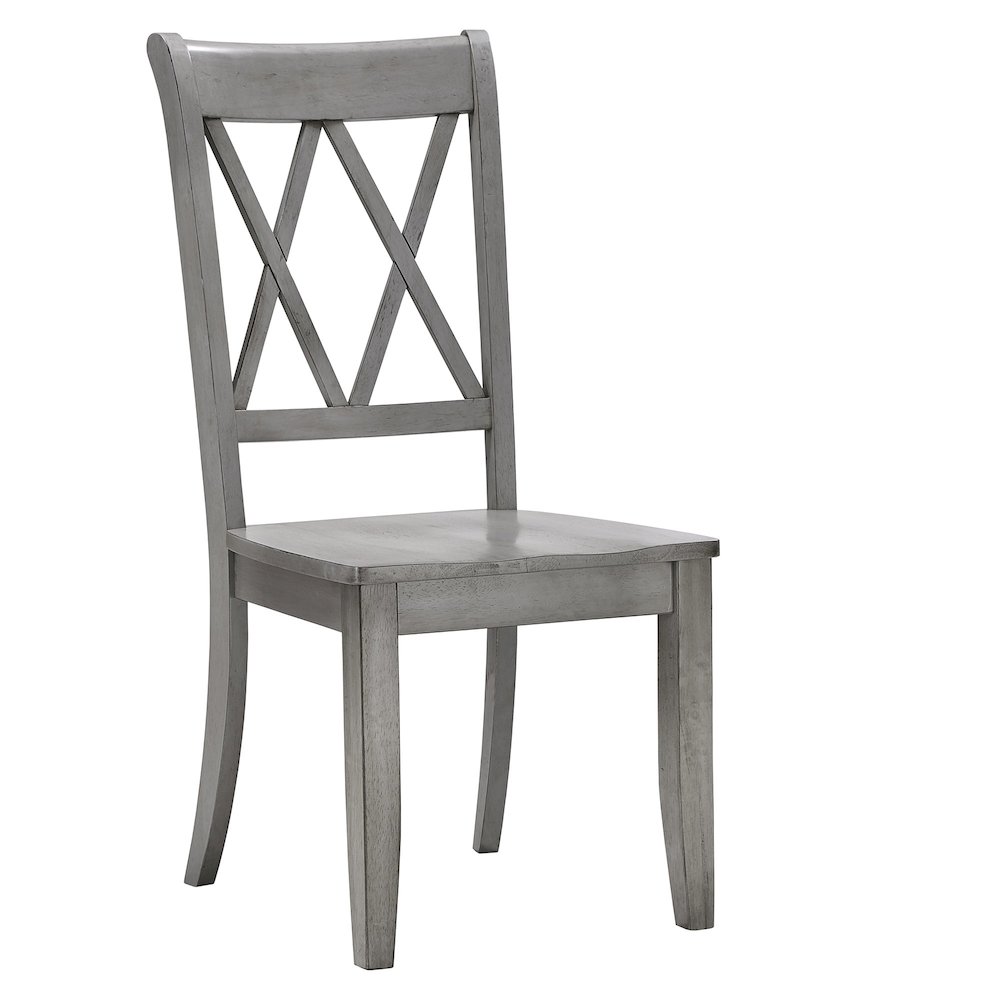 Set of 2, Antique Grey Finish Double X Back Side Chair. Picture 4