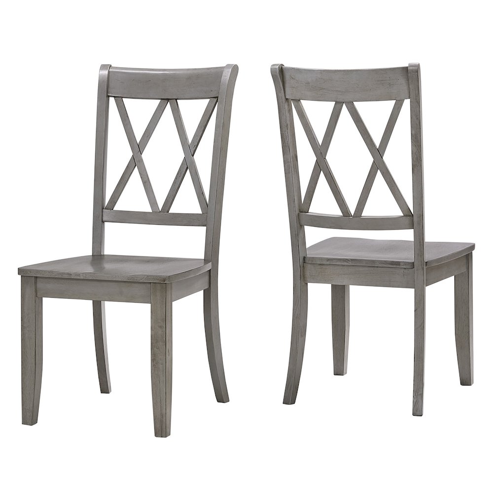 Set of 2, Antique Grey Finish Double X Back Side Chair. Picture 7