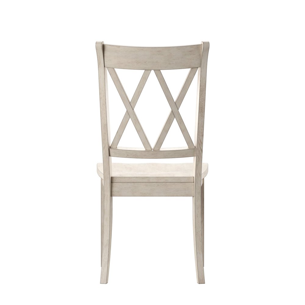 Set of 2, Antique White Finish Double X Back Side Chair. Picture 7