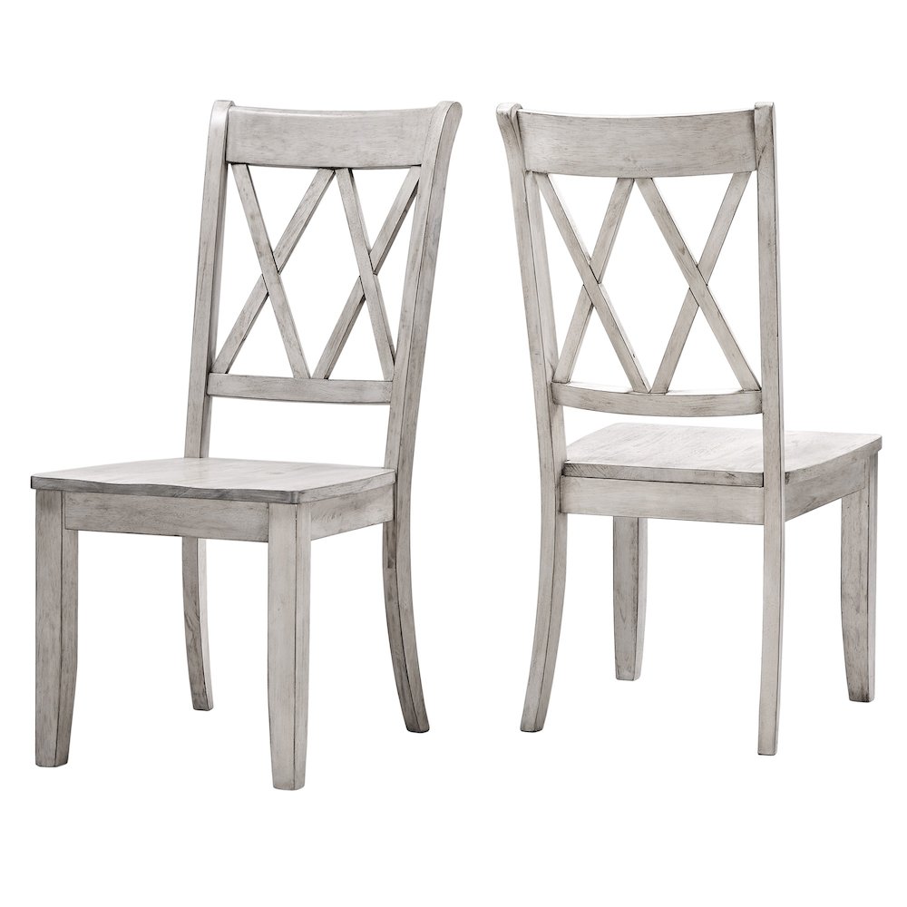 Set of 2, Antique White Finish Double X Back Side Chair. Picture 8