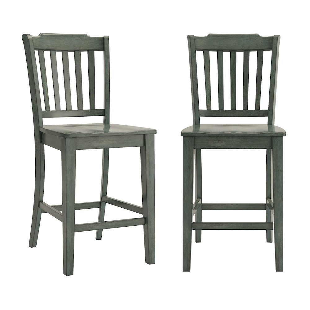 Set of 2, Antique Sage Finish Spindle Back Counter Height Chair. Picture 3