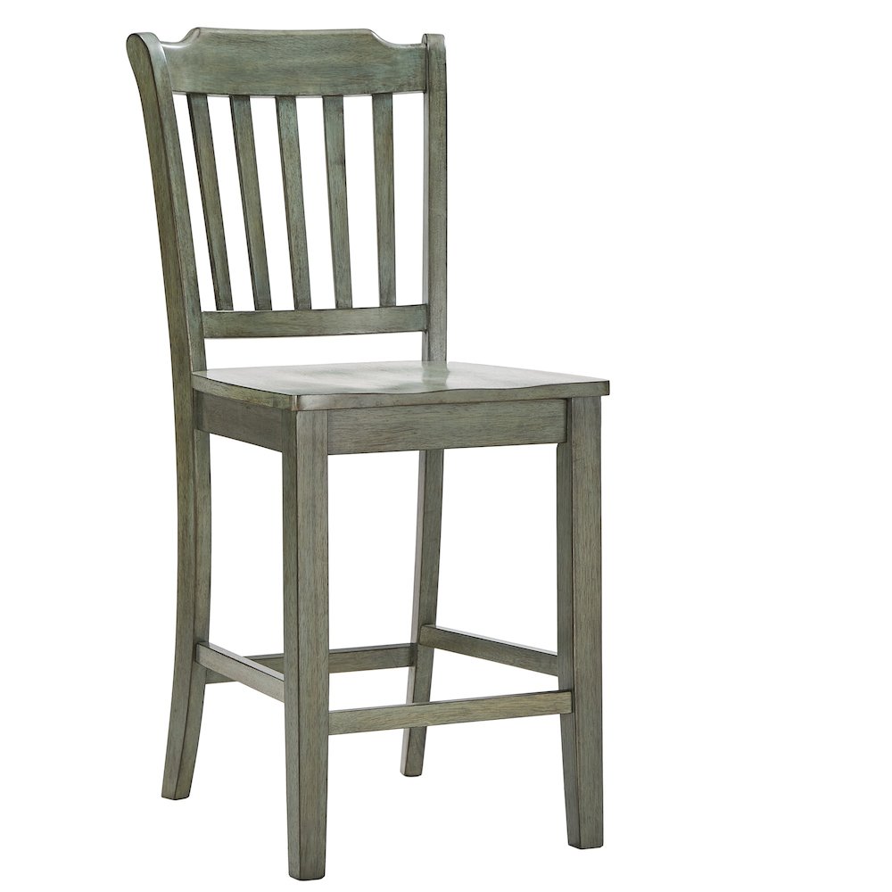 Set of 2, Antique Sage Finish Spindle Back Counter Height Chair. Picture 5