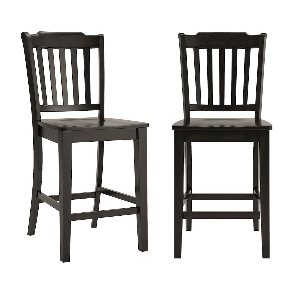 Set of 2, Antique Black Finish Spindle Back Counter Height Chair. Picture 2