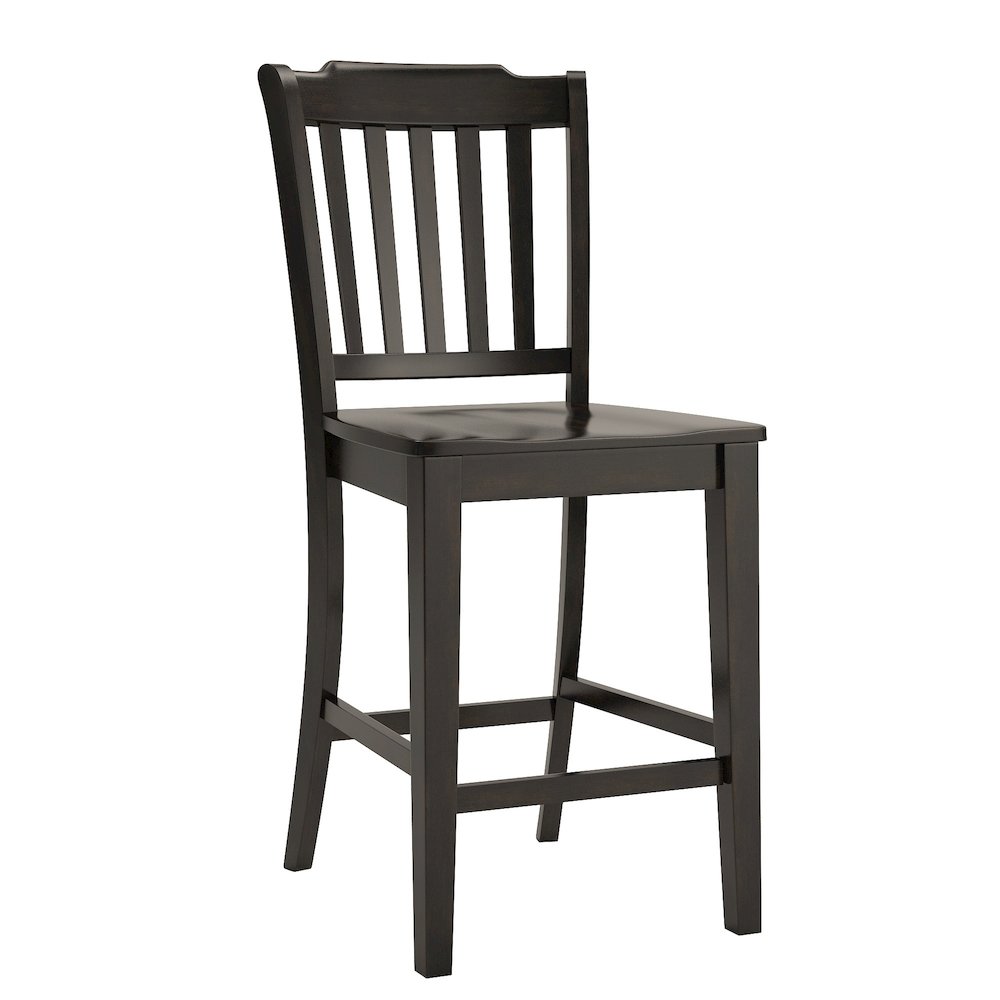 Set of 2, Antique Black Finish Spindle Back Counter Height Chair. Picture 4