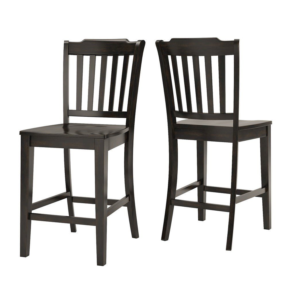 Set of 2, Antique Black Finish Spindle Back Counter Height Chair. Picture 7