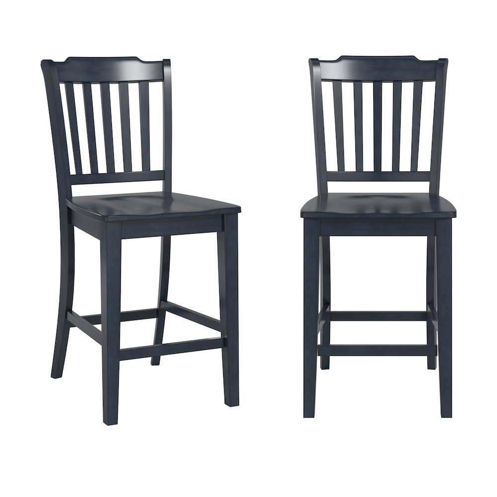 Set of 2, Antique Denim Finish Spindle Back Counter Height Chair. Picture 3