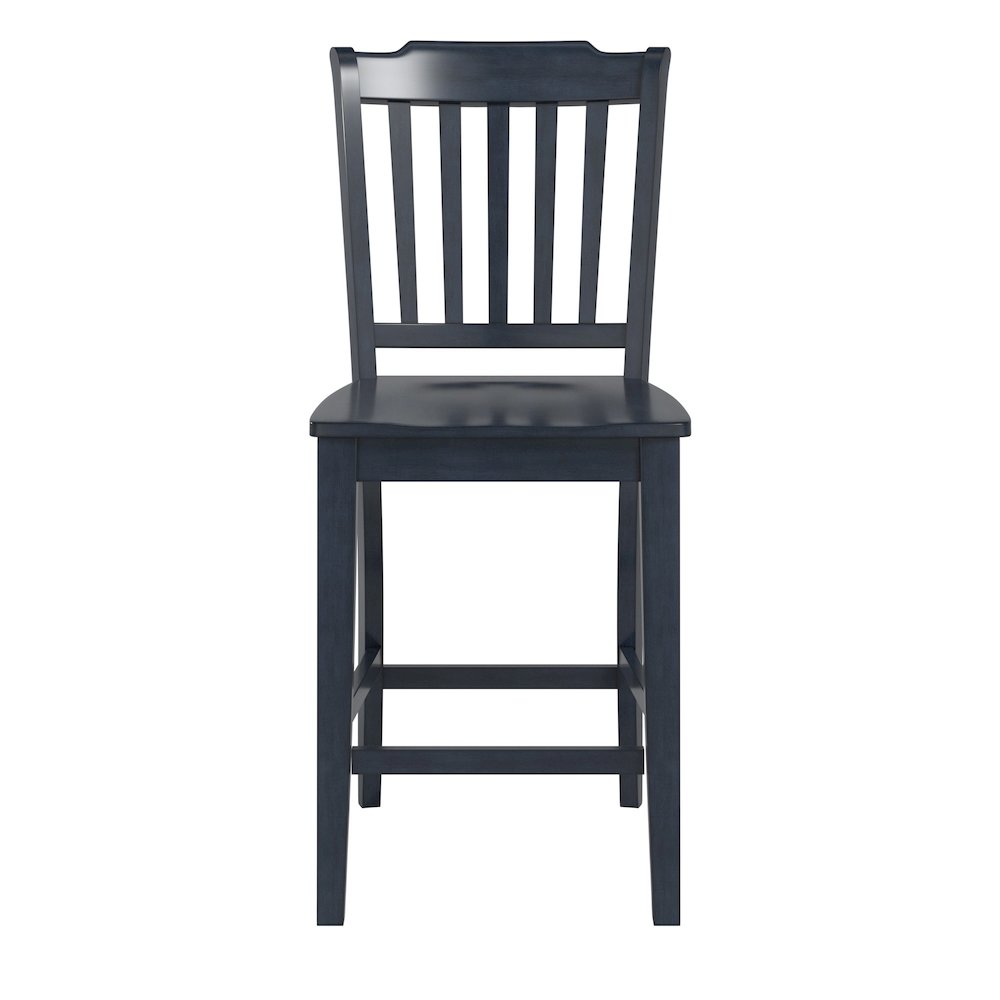 Set of 2, Antique Denim Finish Spindle Back Counter Height Chair. Picture 5