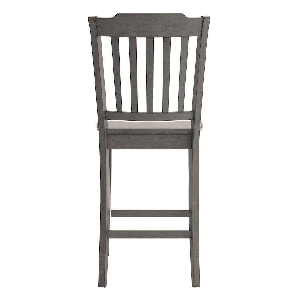 Set of 2, Antique Grey Finish Spindle Back Counter Height Chair. Picture 6