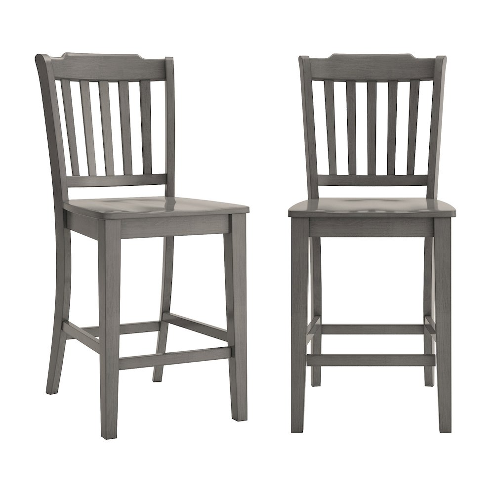 Set of 2, Antique Grey Finish Spindle Back Counter Height Chair. Picture 2