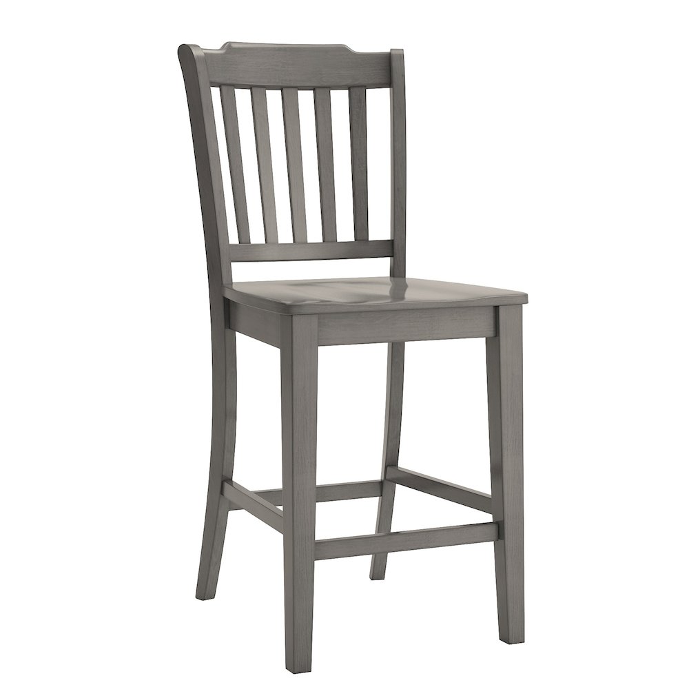 Set of 2, Antique Grey Finish Spindle Back Counter Height Chair. Picture 4