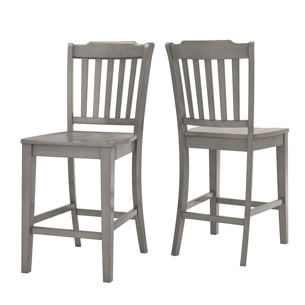 Set of 2, Antique Grey Finish Spindle Back Counter Height Chair. Picture 7
