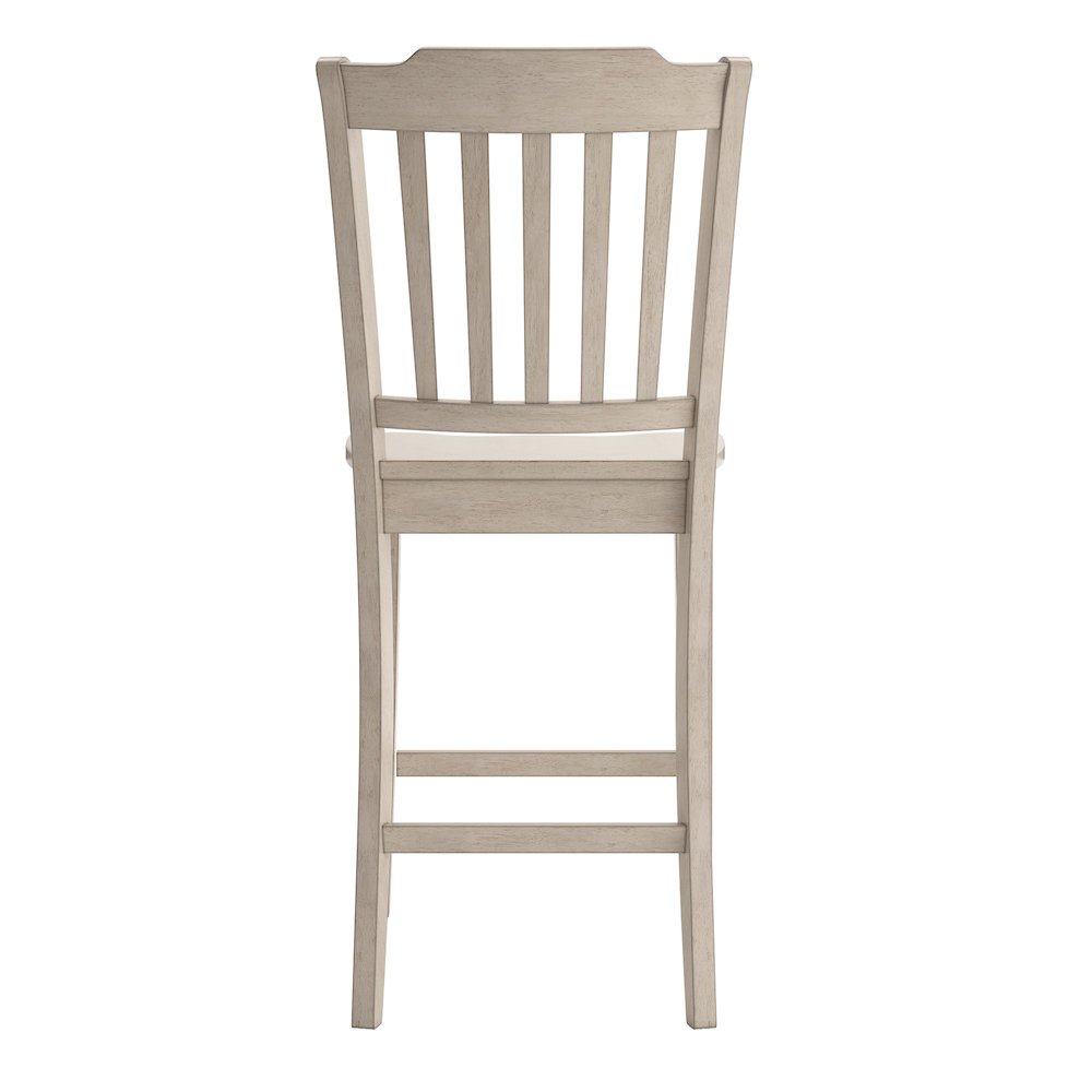 Set of 2, Antique White Finish Spindle Back Counter Height Chair. Picture 6