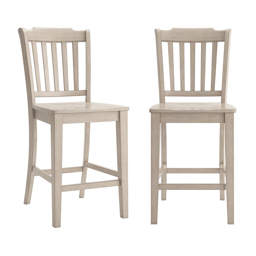 Set of 2, Antique White Finish Spindle Back Counter Height Chair. Picture 2