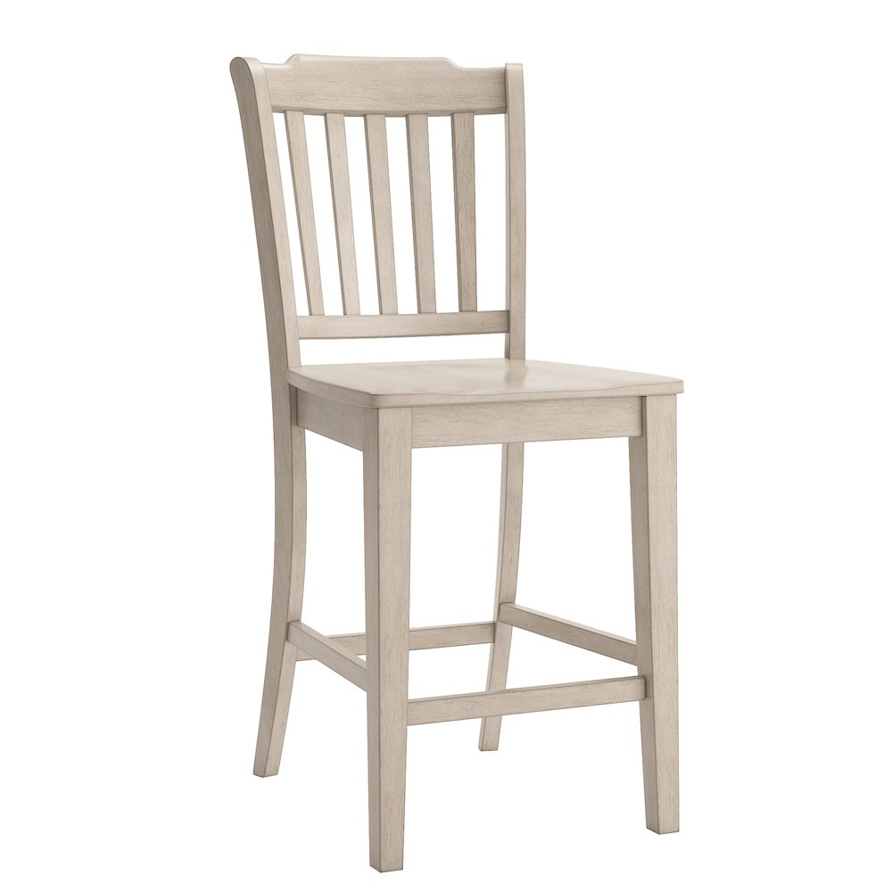 Set of 2, Antique White Finish Spindle Back Counter Height Chair. Picture 4