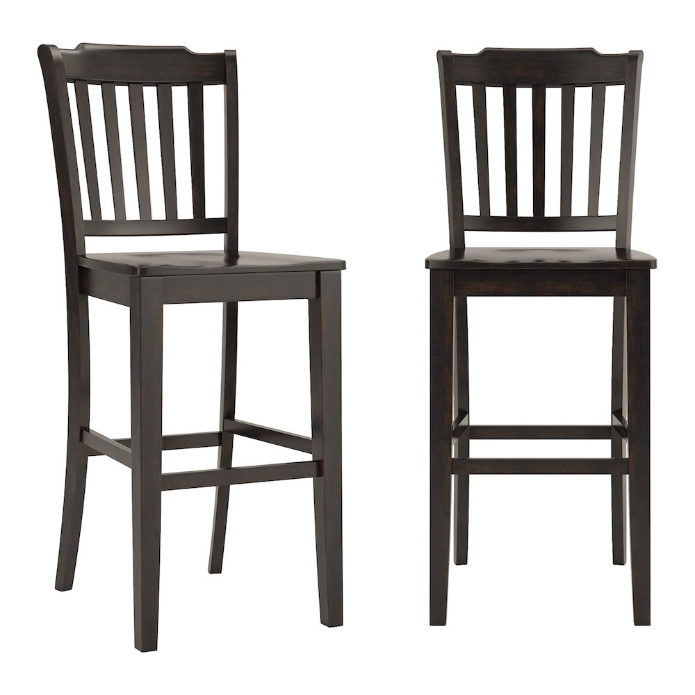 Set of 2, Antique Black Finish Spindle Back Bar Height Chair. Picture 3