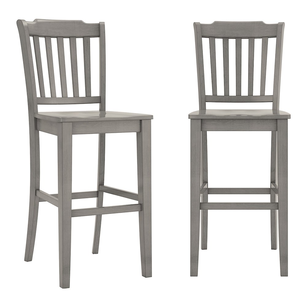 Set of 2, Antique Grey Finish Spindle Back Bar Height Chair. Picture 3