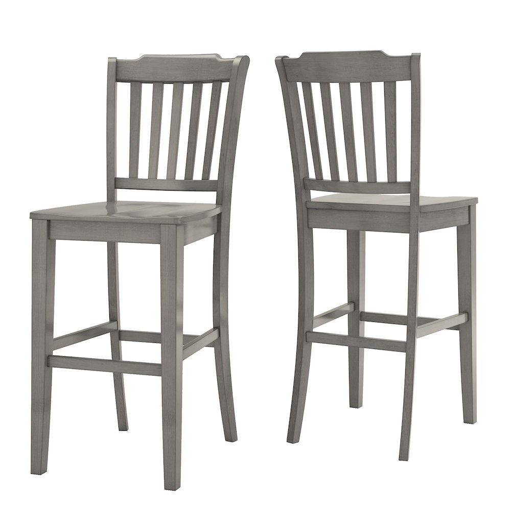 Set of 2, Antique Grey Finish Spindle Back Bar Height Chair. Picture 8