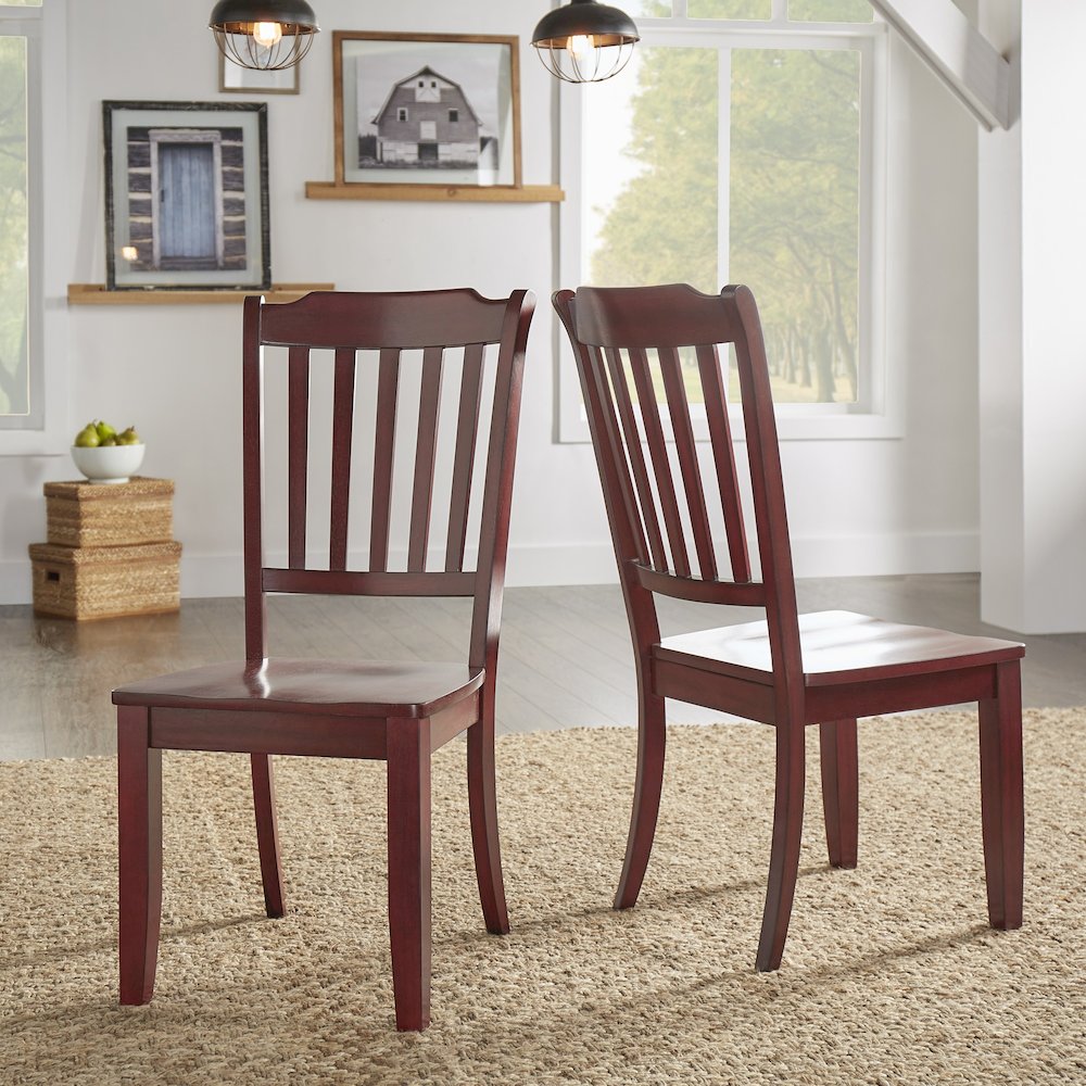 Set of 2, Antique Berry Finish Spindle Back Side Chair. Picture 1