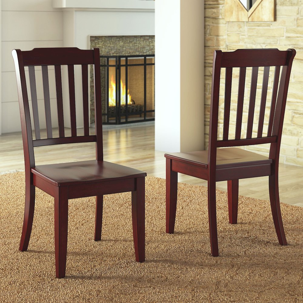 Set of 2, Antique Berry Finish Spindle Back Side Chair. Picture 2