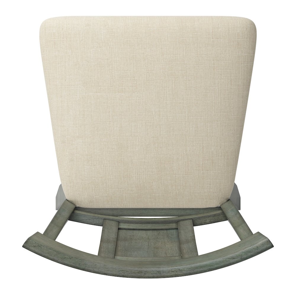 Antique Sage Finish Panel Back Swivel Chair W/ Beige Linen Seat. Picture 6