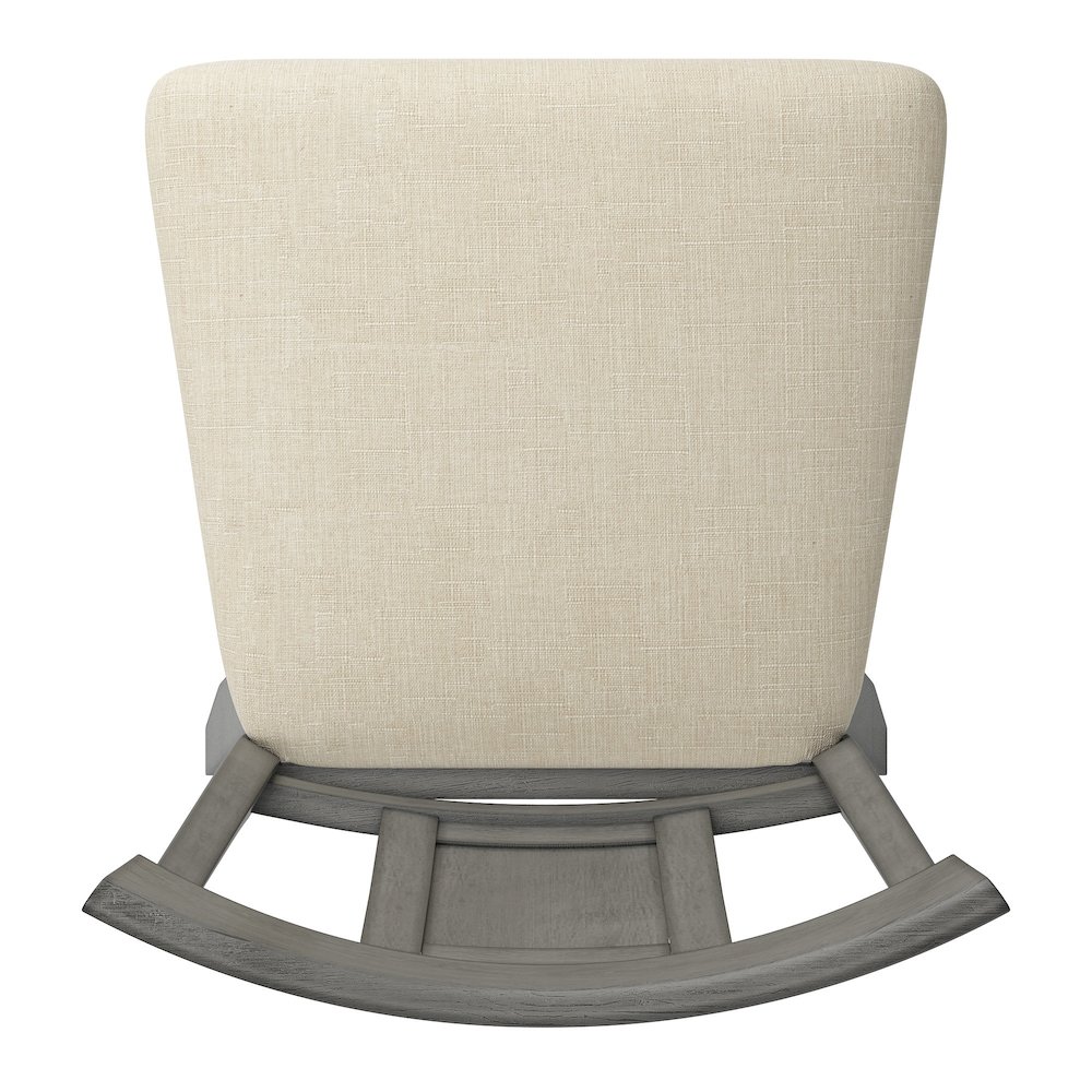 Antique Grey Finish Panel Back Swivel Chair W/ Beige Linen Seat. Picture 6