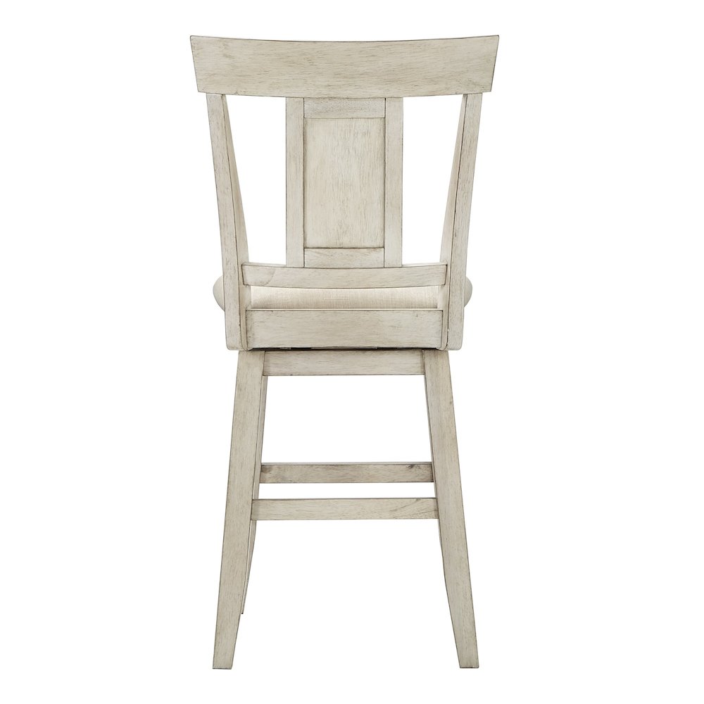 Antique White Finish Panel Back  Swivel Chair W/ Beige Linen Seat. Picture 7
