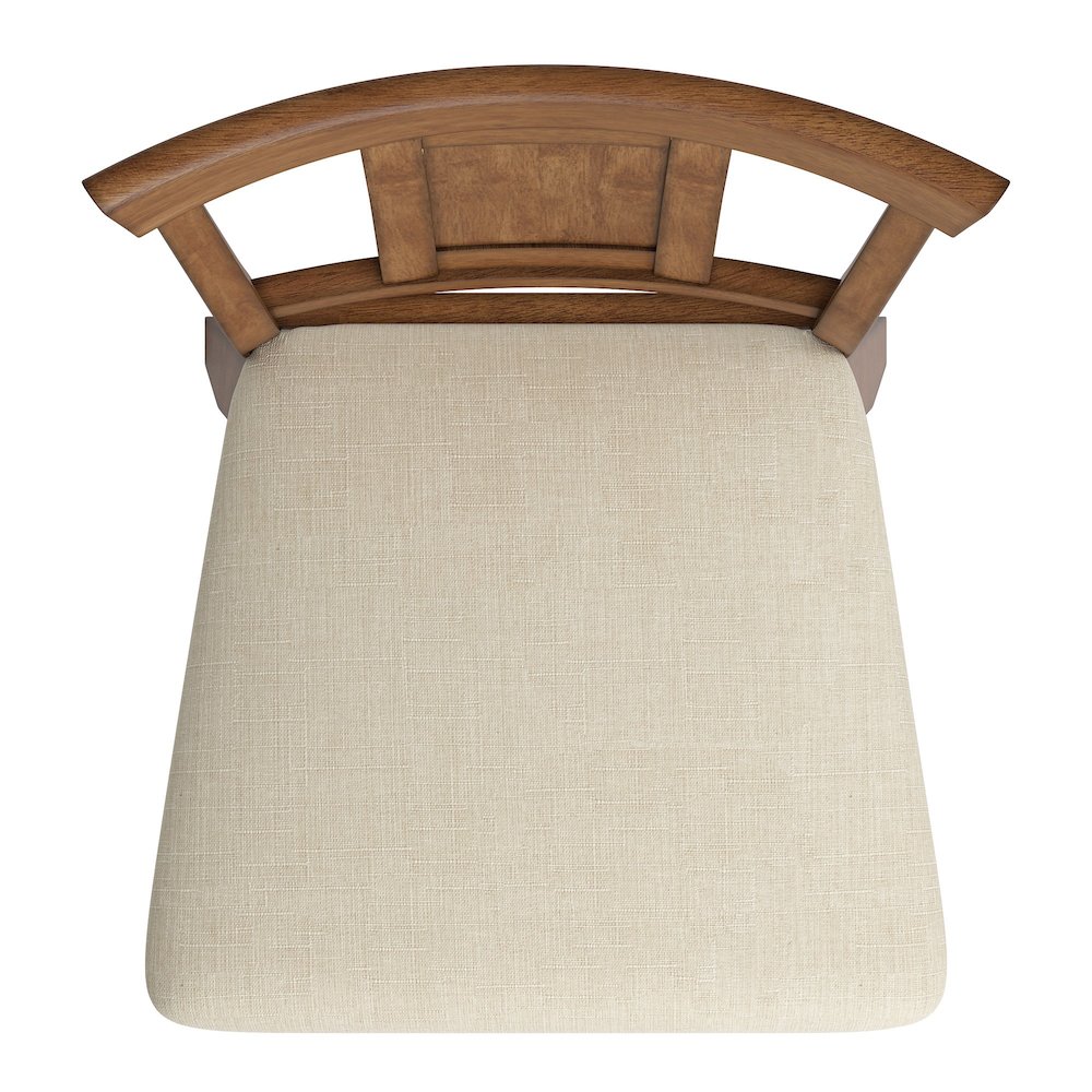 Oak Finish Panel Back Swivel Chair W/ Beige Linen Seat. Picture 4