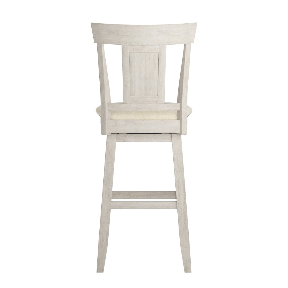 Antique White Finish Panel Back Swivel Chair W/ Beige Linen Seat. Picture 5