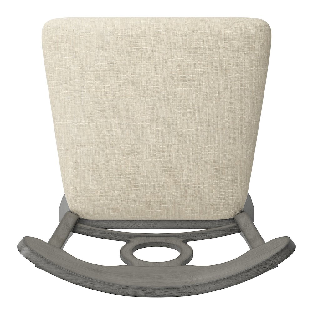 Antique Grey Finish Napoleon Back Swivel Chair W/ Beige Linen Seat. Picture 6