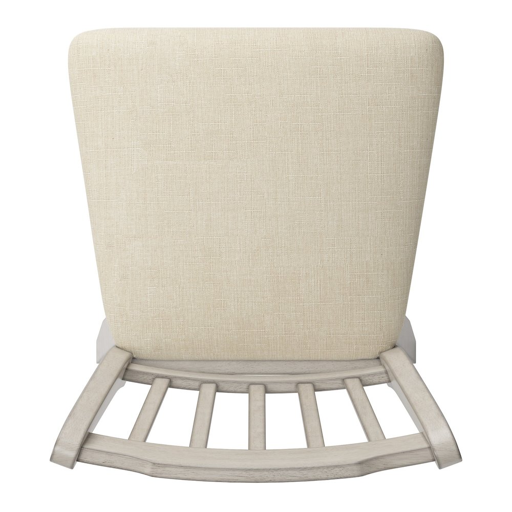 Antique White Finish Spindle Back  Swivel Chair W/ Beige Linen Seat. Picture 6