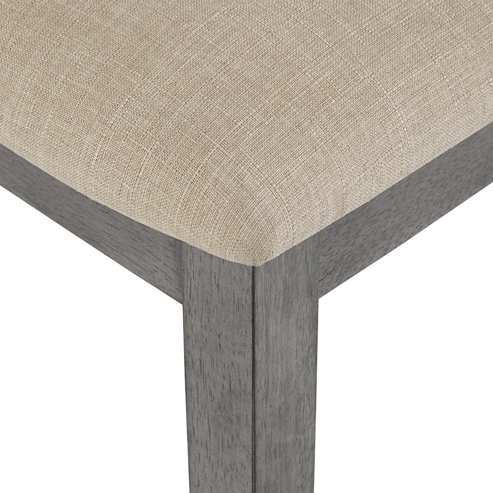 Set of 2, Antique Grey Finish Beige Linen Synthetic Rattan Back Dining Chair. Picture 3