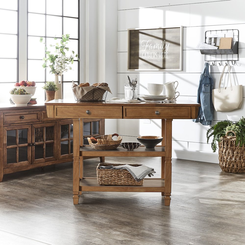 Oak Finish Kitchen Island. Picture 2