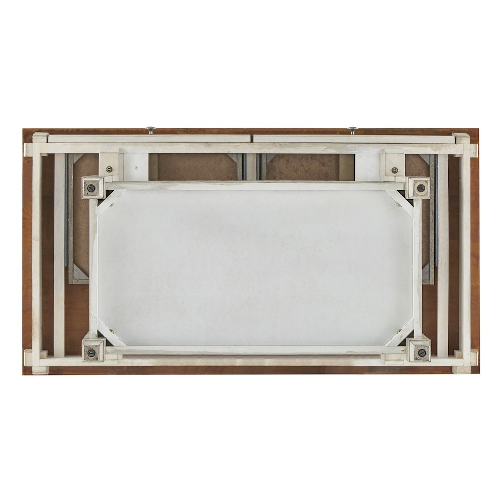 Two-Tone Antique White Finish Kitchen Island With Oak Top. Picture 7