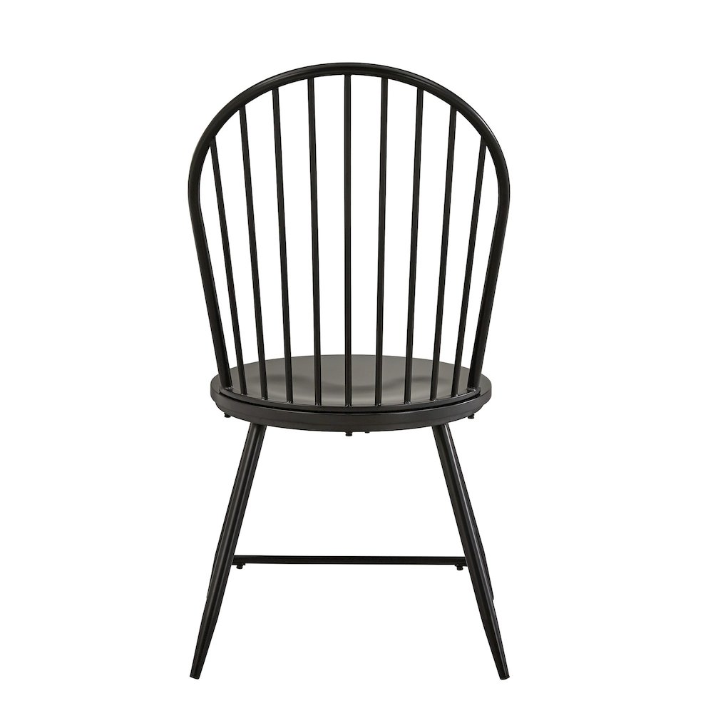 Set of 2, Black Finish Metal Hoop Back Windsor Side Chair With Wood Seat. Picture 5