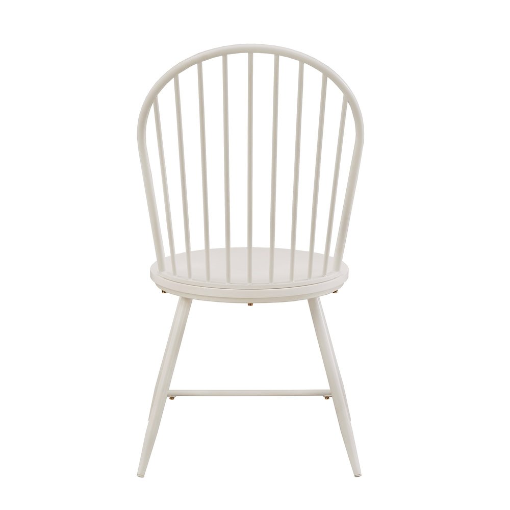 Set of 2, White Finish Metal Hoop Back Windsor Side Chair With Wood Seat. Picture 5