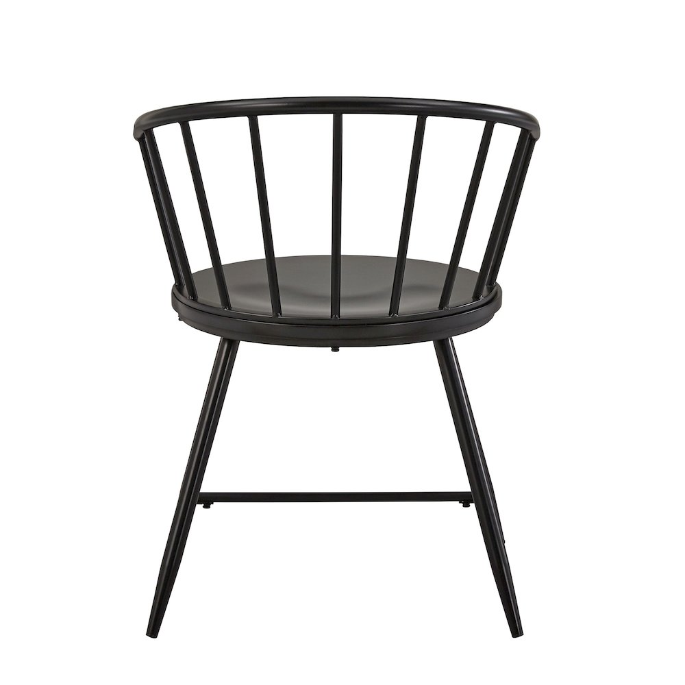 Set of 2, Black Finish Metal Slope Low Back Windsor Side Chair With Wood Seat. Picture 5