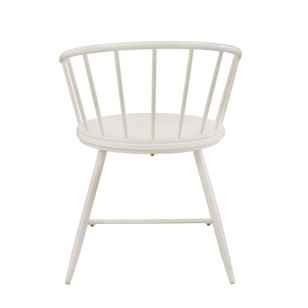 Set of 2, White Finish Metal Slope Low Back Windsor Side Chair With Wood Seat. Picture 5