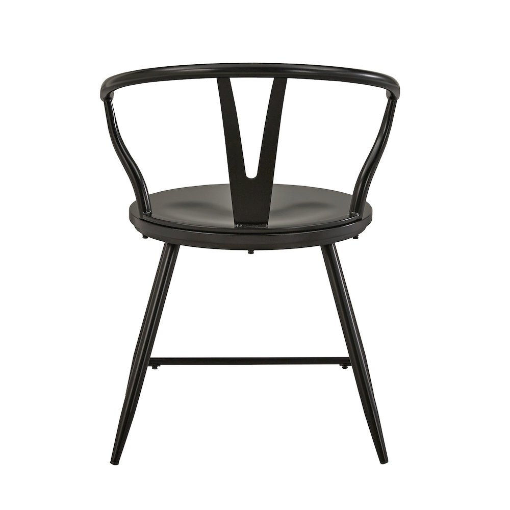 Set of 2, Black Finish Metal Wishbone Back Side Chair With Wood Seat. Picture 5
