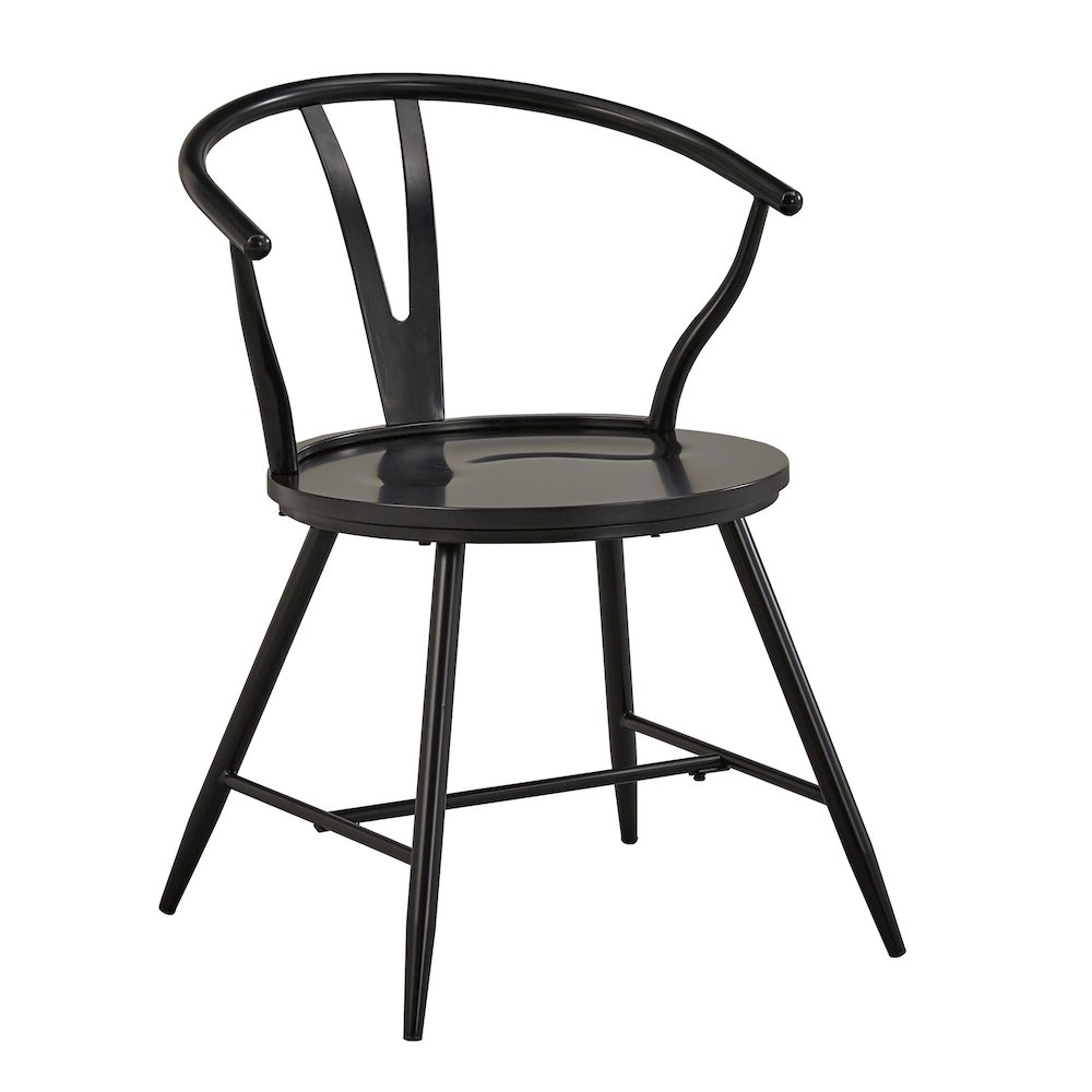 Set of 2, Black Finish Metal Wishbone Back Side Chair With Wood Seat. Picture 4