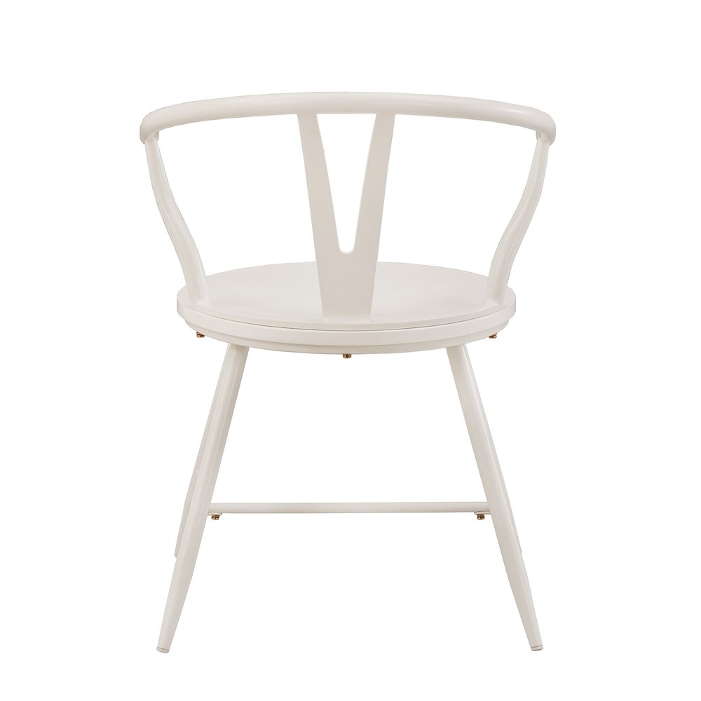 Set of 2, White Finish Metal Wishbone Back Side Chair With Wood Seat. Picture 5