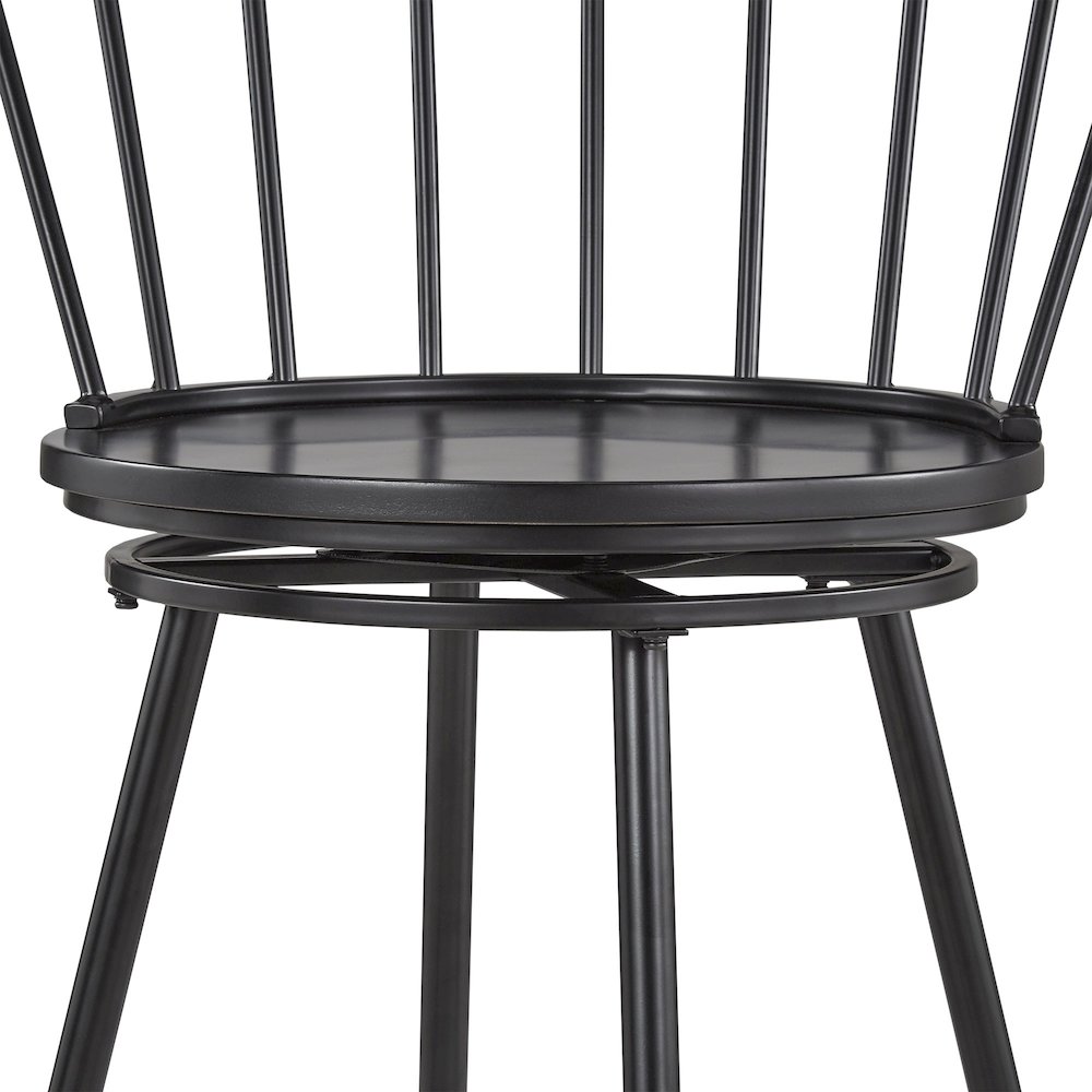 Set of 2, Black Finish Low Back Windsor Counter Height Chair. Picture 3
