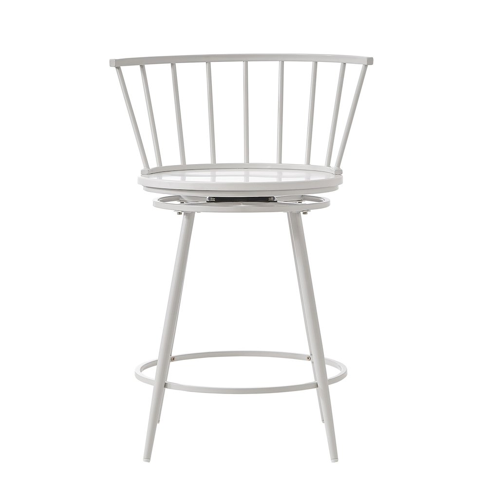 Set of 2, White Finish Low Back Windsor Counter Height Chair. Picture 5