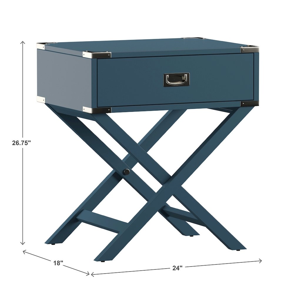 Blue Finish X-Base Box Nightstand. Picture 2
