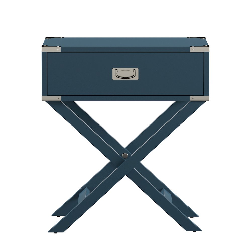 Blue Finish X-Base Box Nightstand. Picture 3