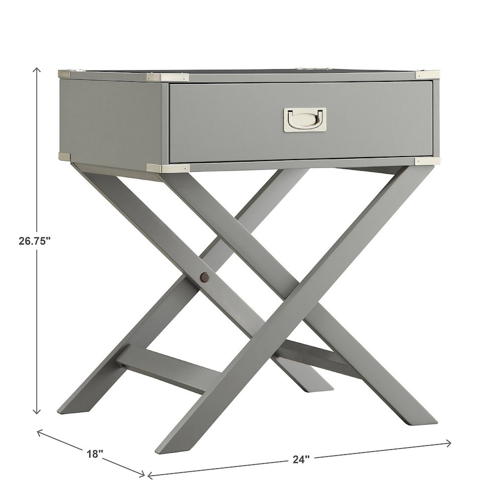 Frost Grey Finish X-Base Box Nightstand. Picture 2
