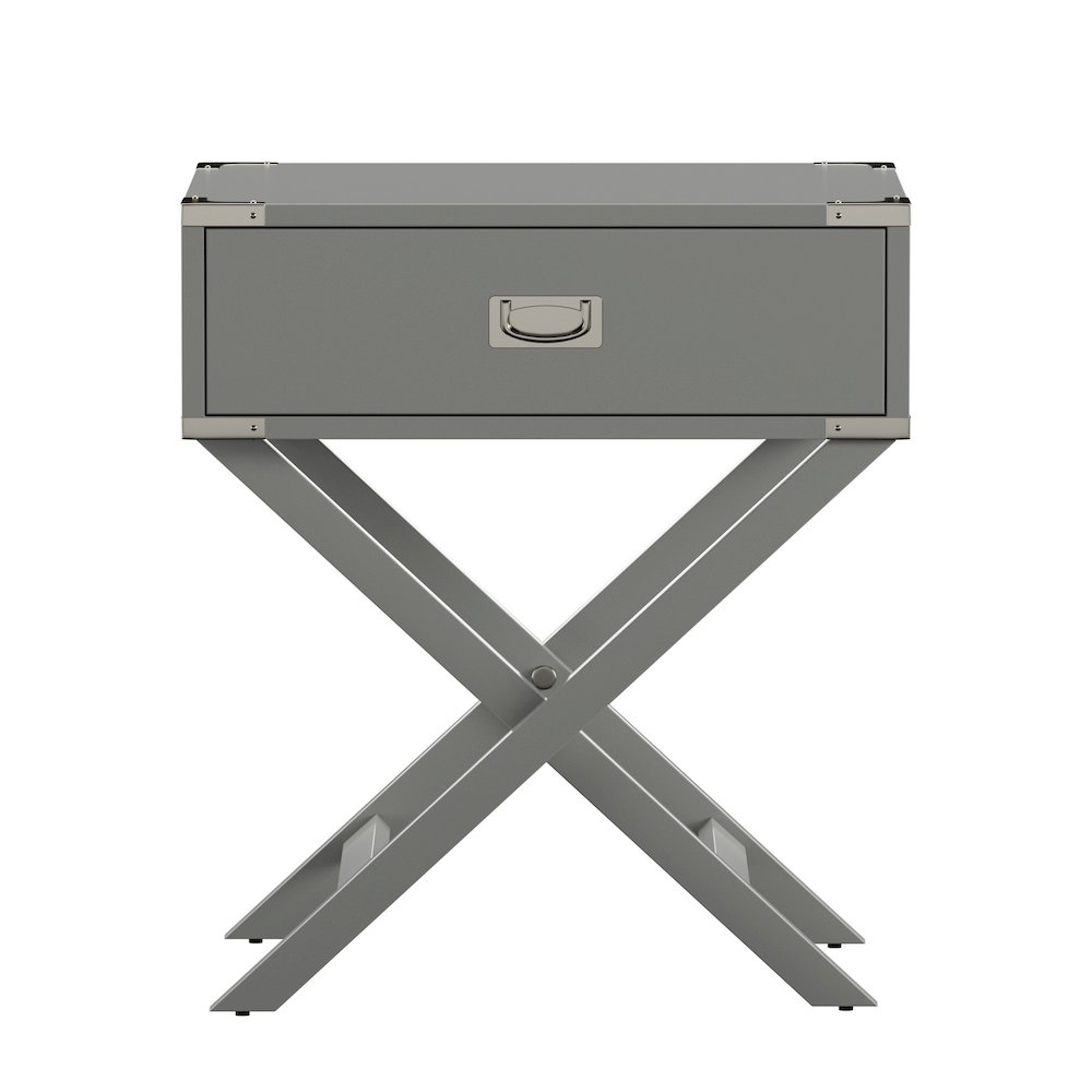 Frost Grey Finish X-Base Box Nightstand. Picture 3